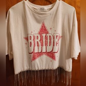 Bride crop top with bling fringe